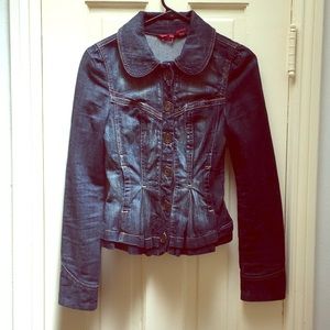 guess cotton denim peplum jacket